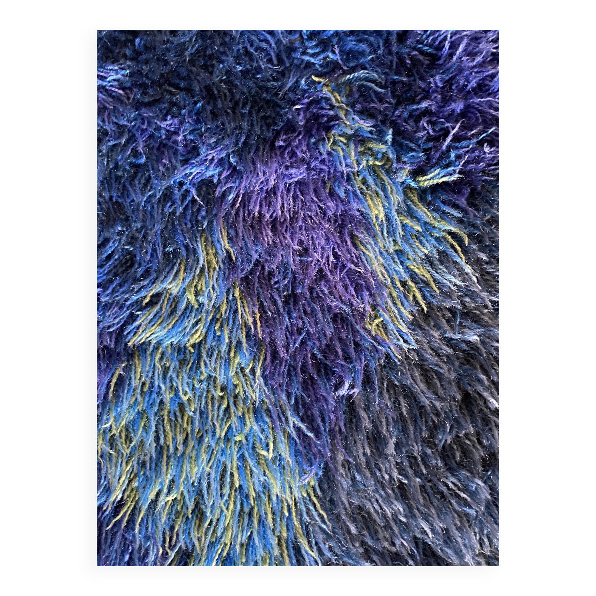 Mid-century Modern High Pile Blue Rya Rug, Sweden, 1960s