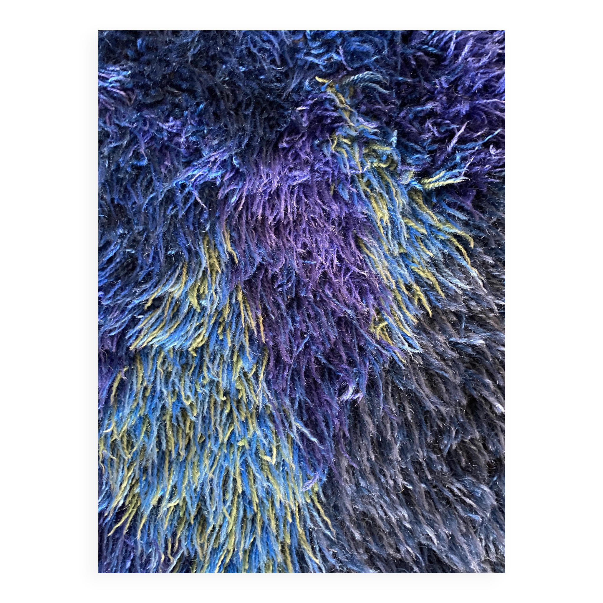 Mid-century Modern High Pile Blue Rya Rug, Sweden, 1960s
