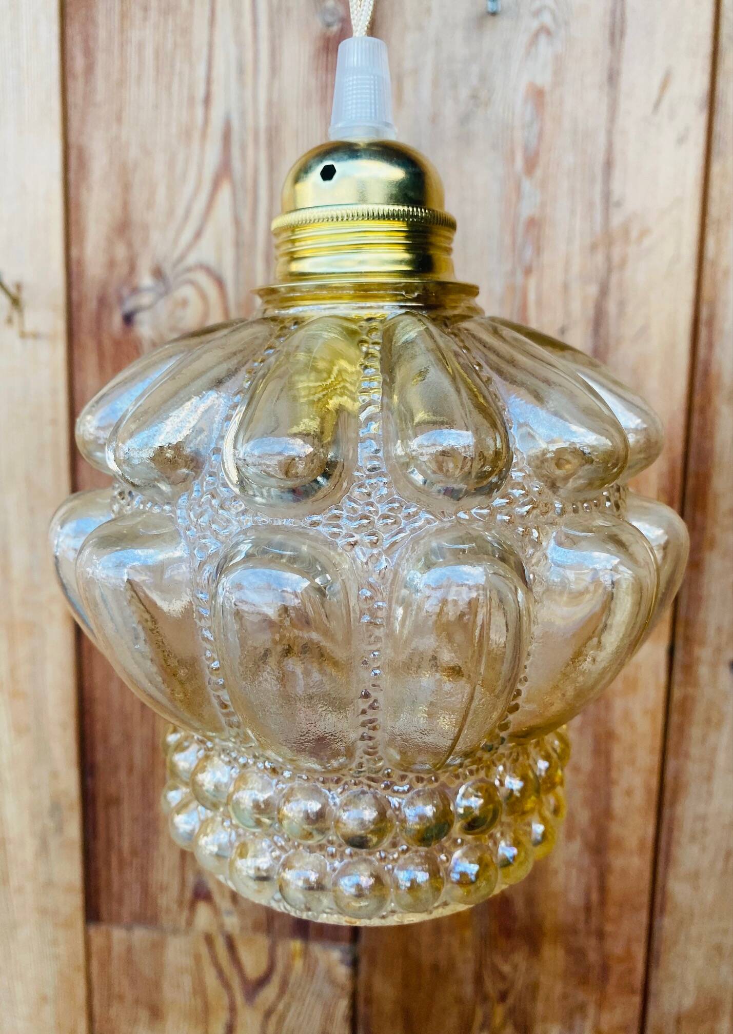 Vintage moulded glass pendant light