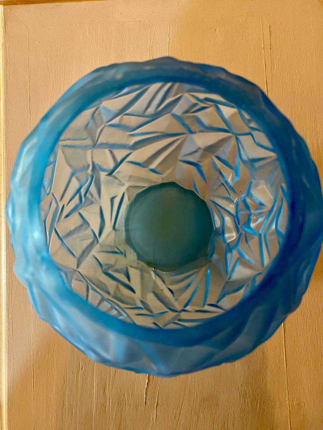 Art Deco style glass vase, vintage, geometric patterns.