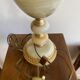 Antique table lamp in marble and tapestry