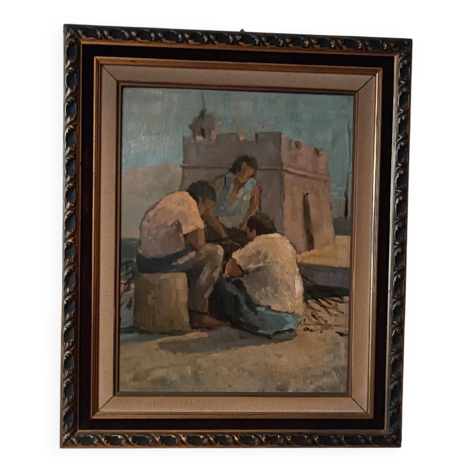 Peinture à l'huile sur figurines de table livourne première moitié du 20ème