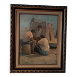 Peinture à l'huile sur figurines de table livourne première moitié du 20ème