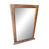 Grand miroir ancien en noyer et verre gravé