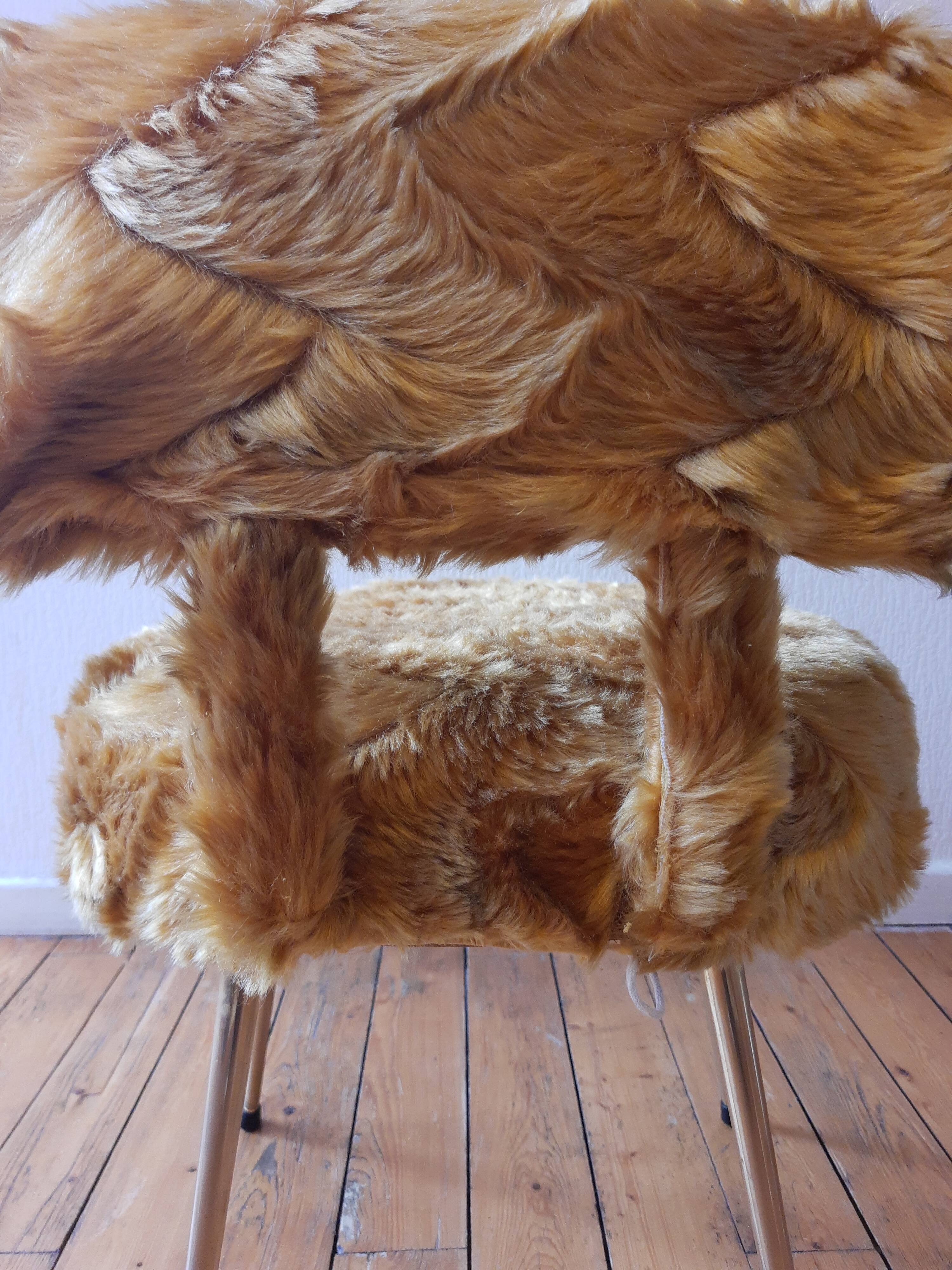 Vintage Moumoute Chair Pelfran Mustard Yellow