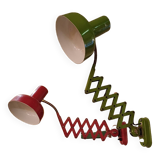 Pair of red and green Hala Zeist wall lights Dutch design 1960