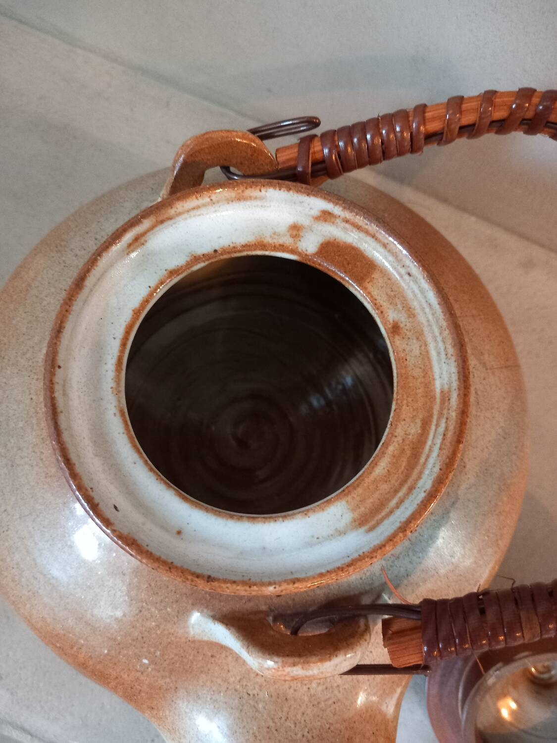 Glazed stoneware teapot