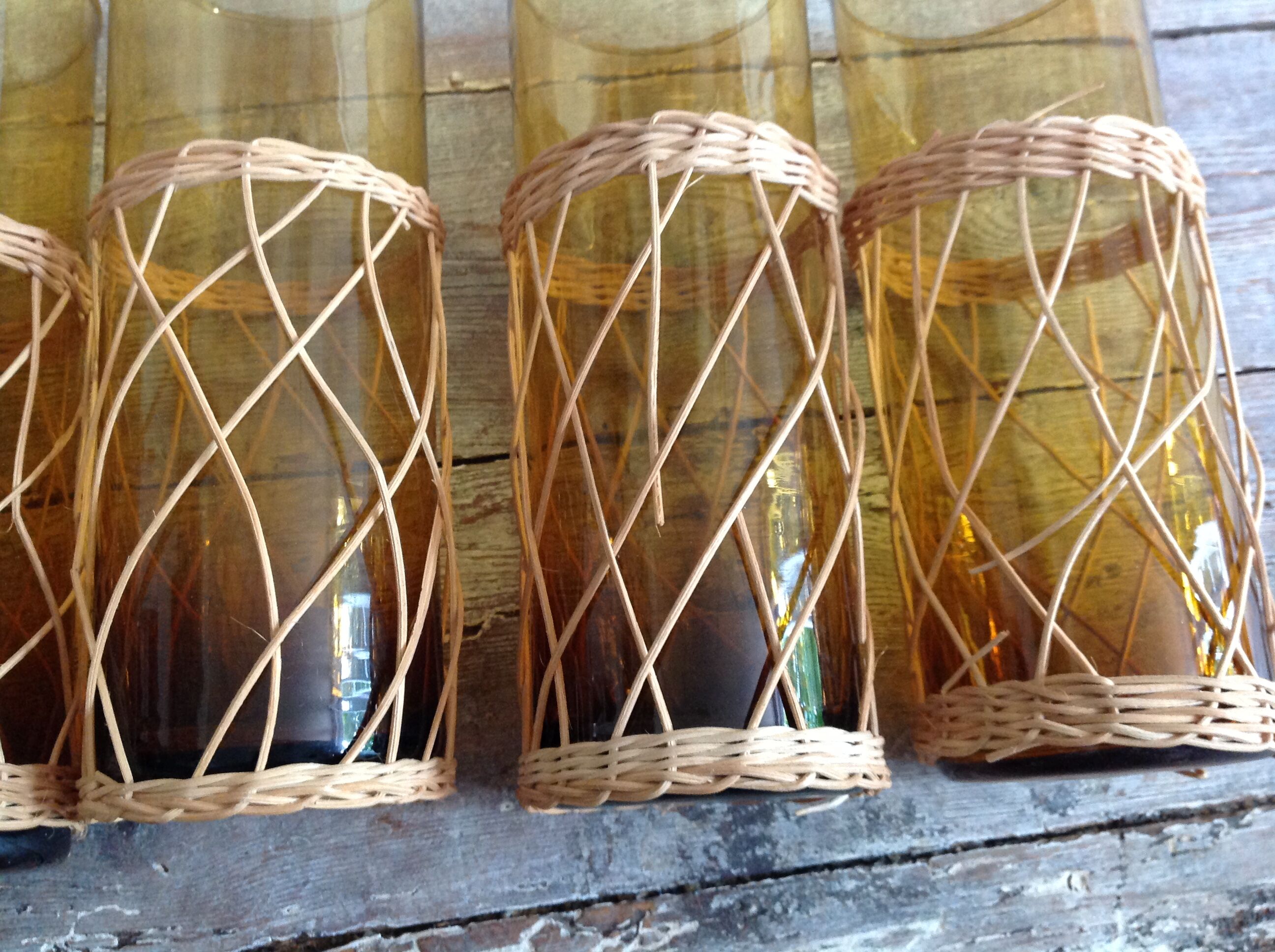 Series of 6 amber glasses