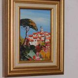 Original French oil on canvas – “Saint‑Paul‑de‑Vence” by Guinet C – vintage & framed – 28 × 23 cm