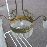 Former chandelier Tulips depolis glass 1900 bonze or brass