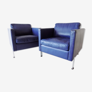 Fauteuils De Sede DS118  club en cuir bleu