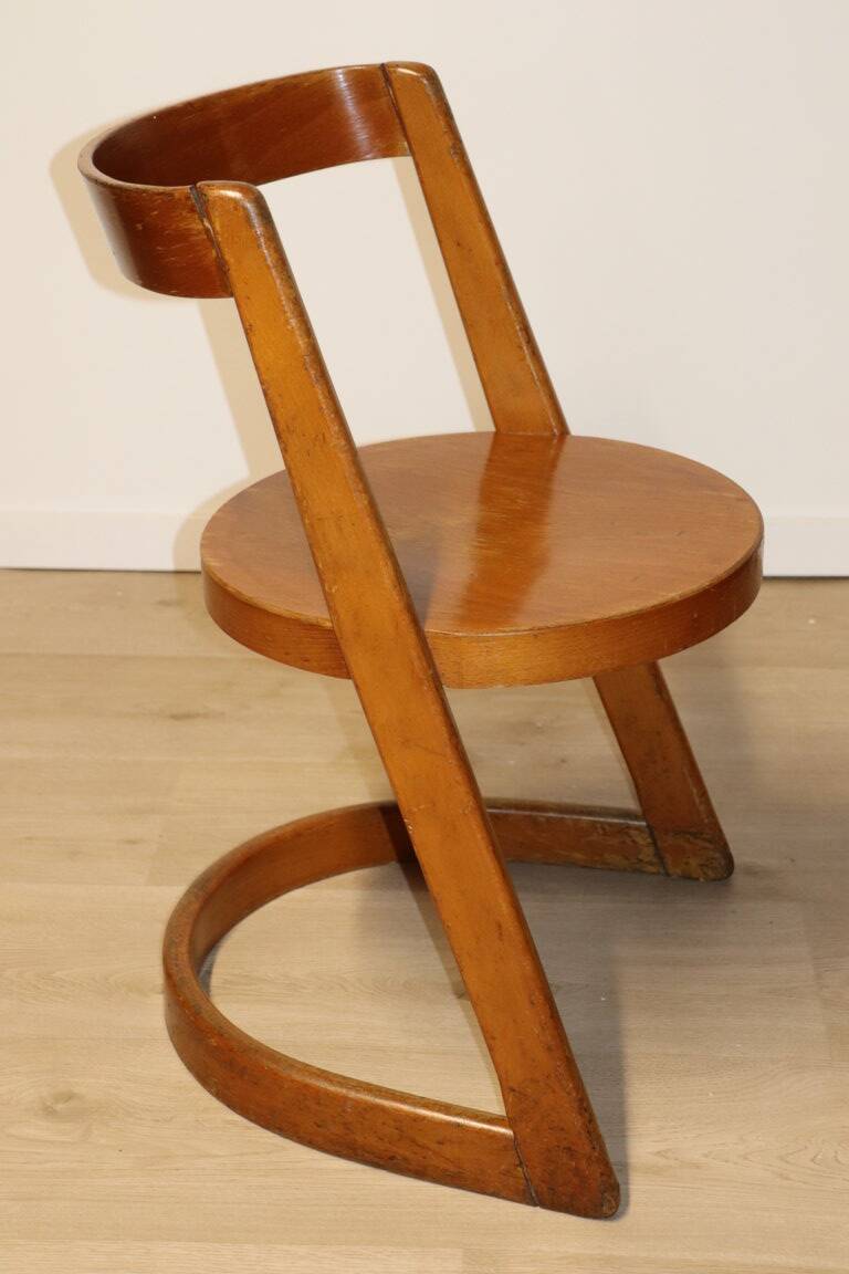 Chaise Vintage Baumann Modèle "Halfa" en bois, 1970