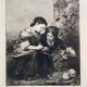 B.Esteban Murillo, "Les Marchands De Fruits", engraving by Albert Artigue, XIX