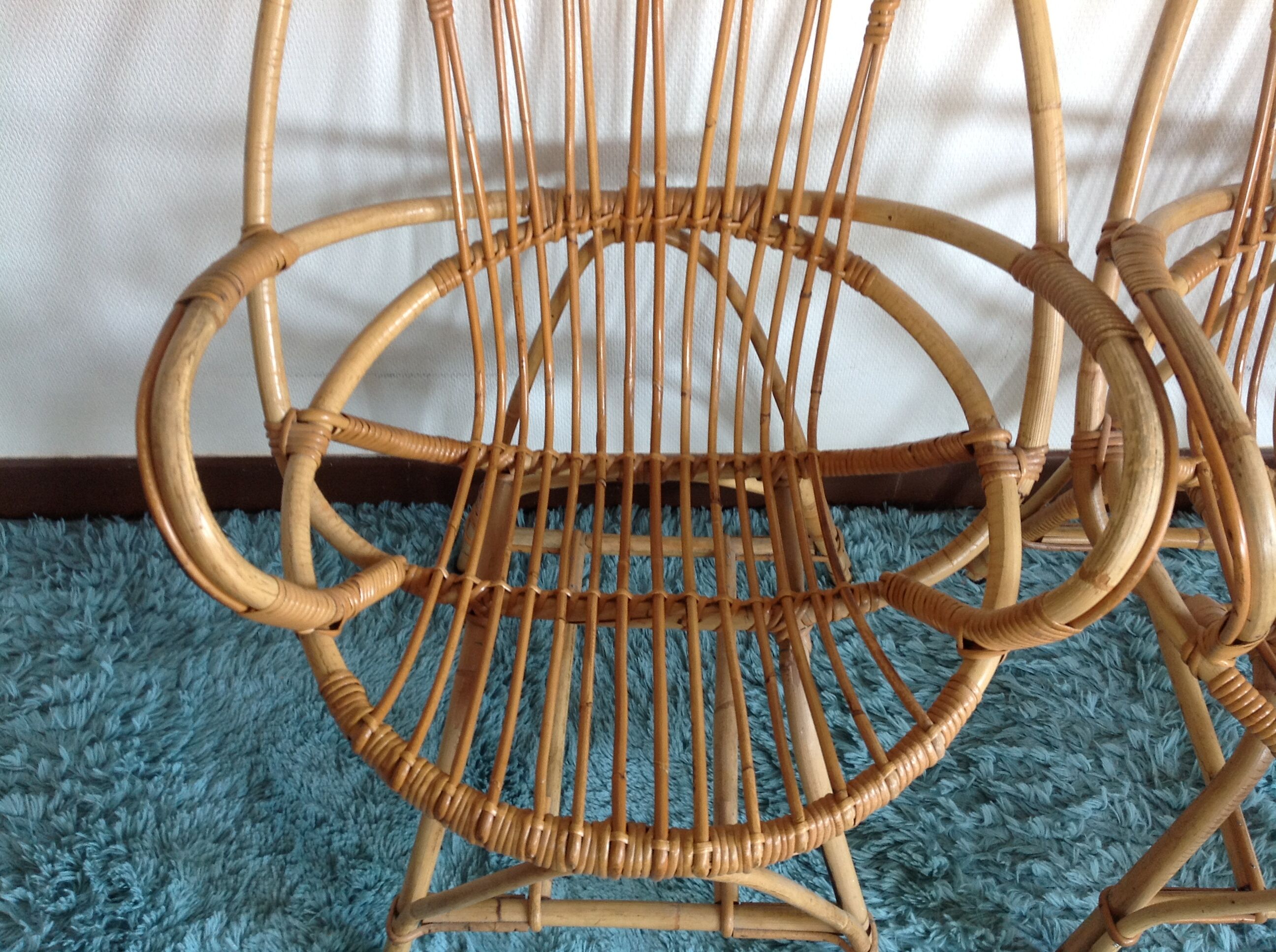 Pair of armchairs vintage 60 in rattan