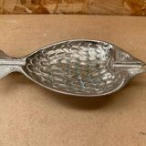 Ancien cendrier forme poisson en métal argenté vintage