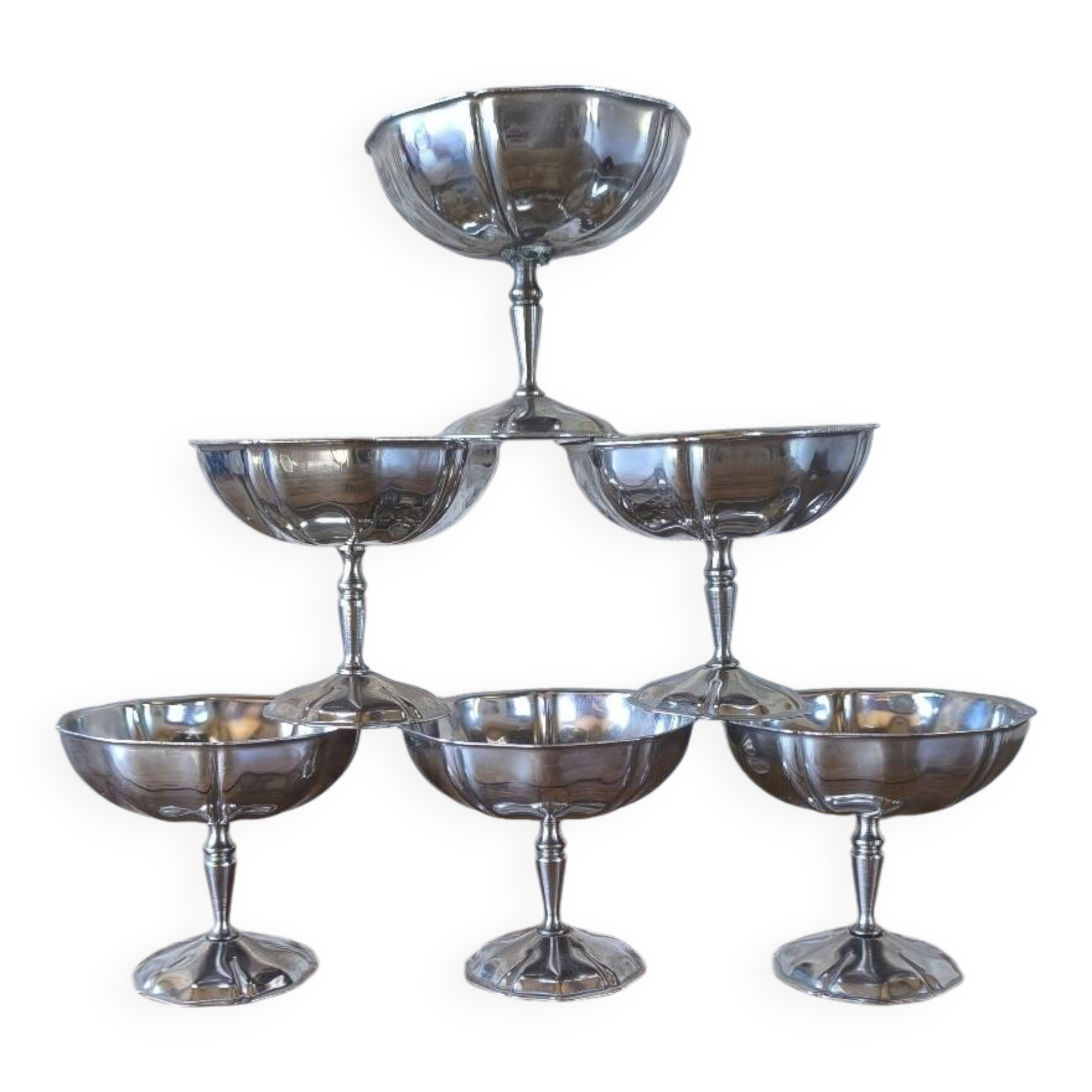 Set of 6 18/10 stainless steel ice cream cups