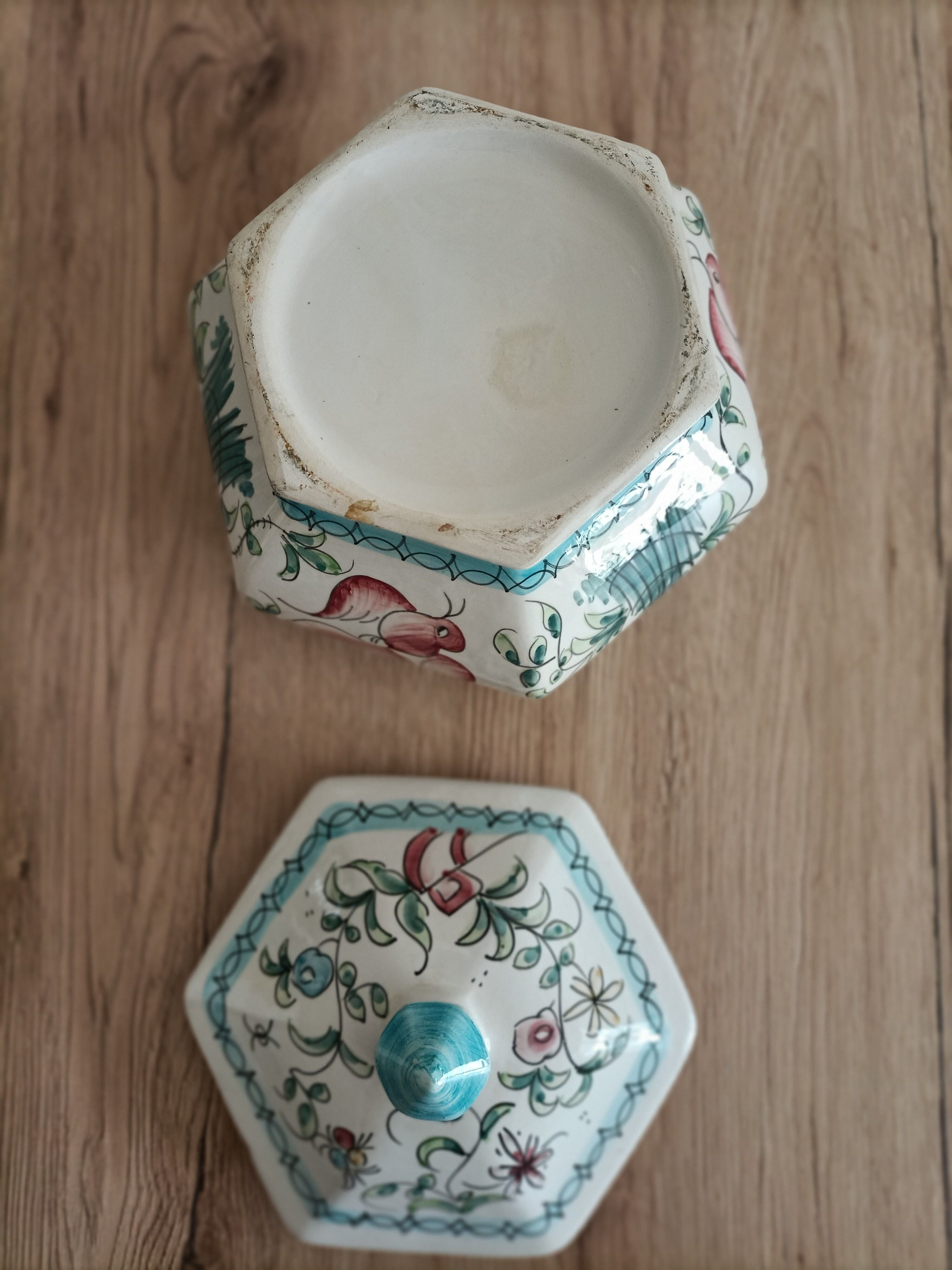 Hexagonal ceramic candy box or empty pocket