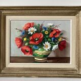 Painting painted in oil on canvas representing a bouquet of flowers signed Surgeon.