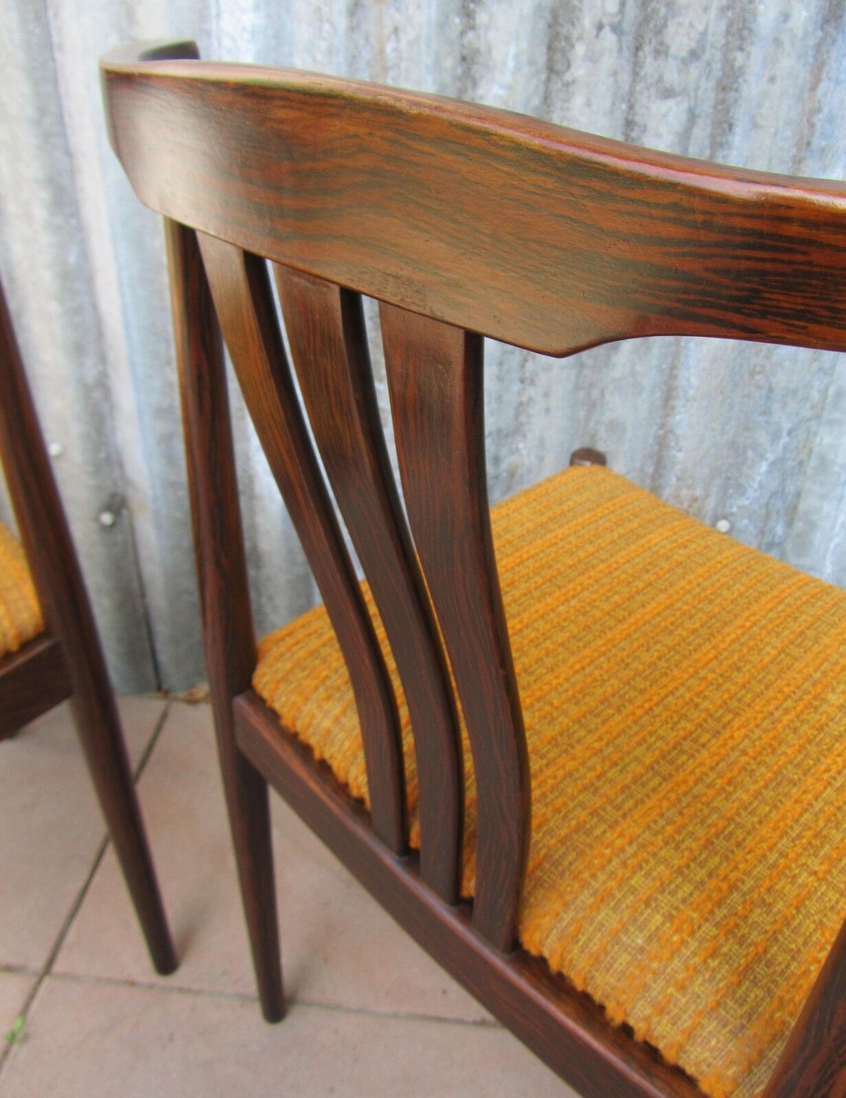 Danish Modern Slat Back Dining Chairs in Rosewood, Set of 2