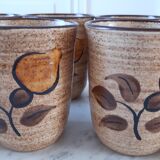 Set of 8 cups glasses in stoneware Salins 70s