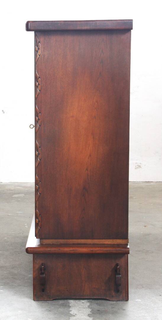 Vintage Danish Baroque Brutalist Style Oak Cabinet 1960s