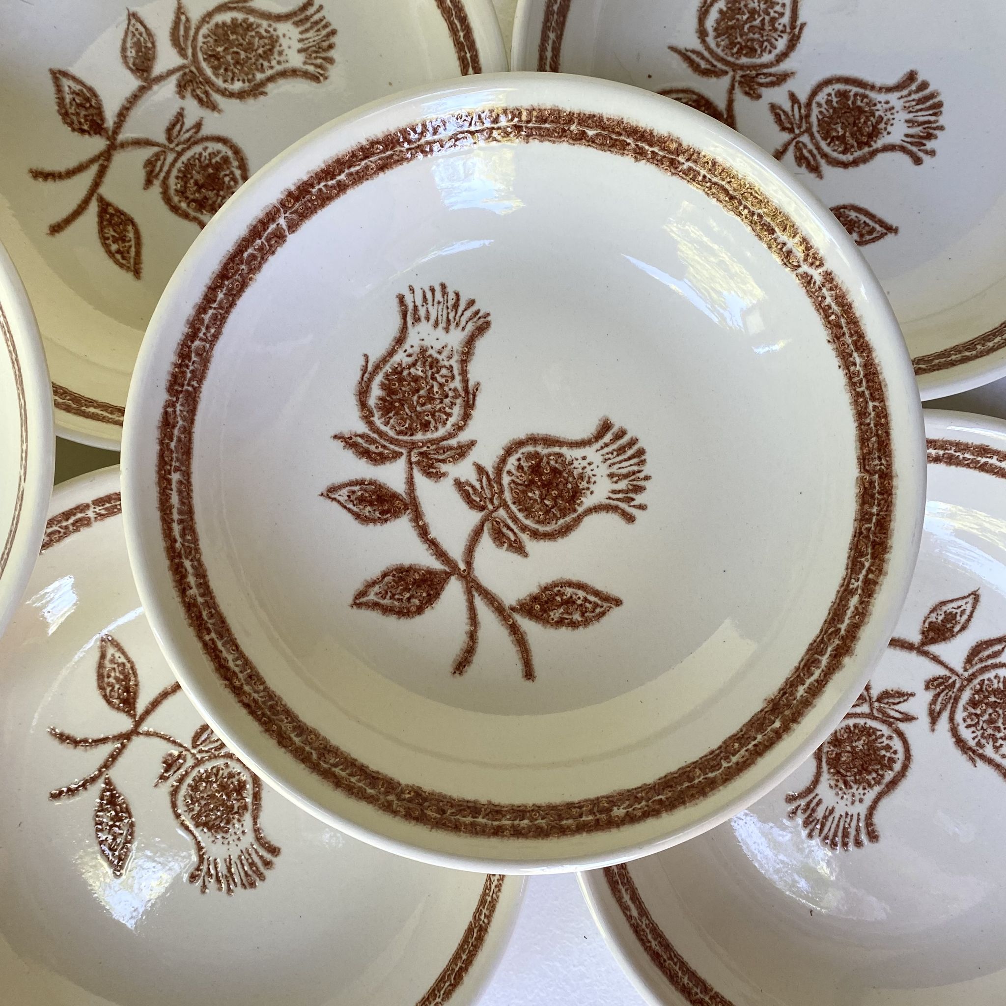 Vintage stoneware soup plates