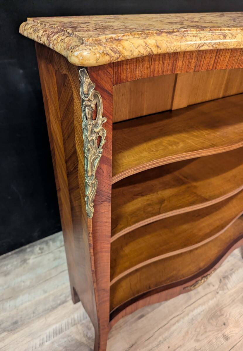 Bureau in the Louis XV style with rosewood marquetry and a marble top.