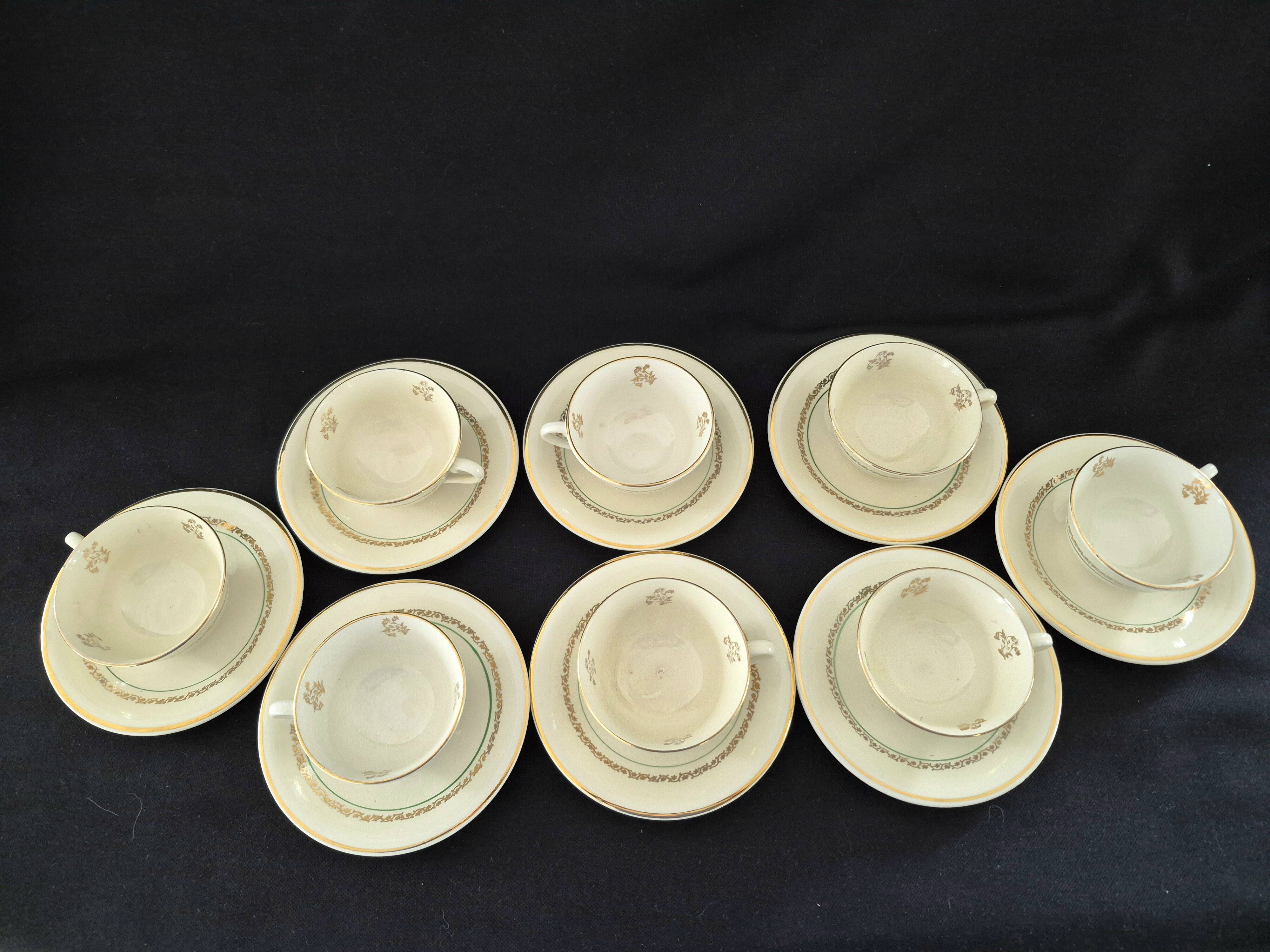 Set of 8 cups and saucers in Gien earthenware, model Valence A040.