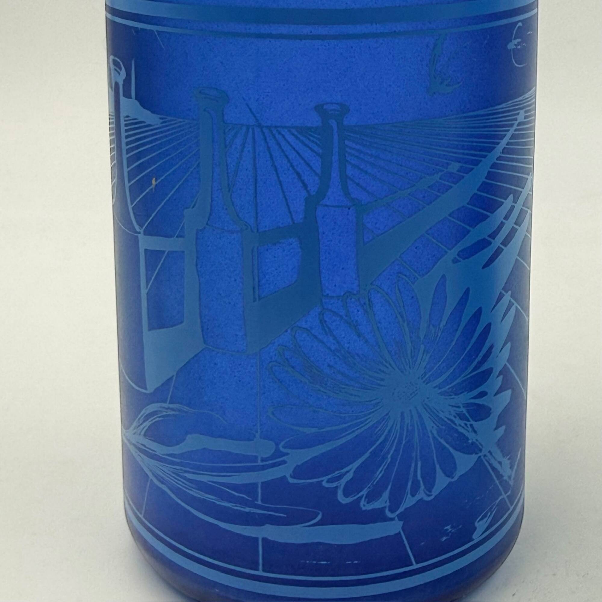 Ensemble de 3 bouteilles design bleu par Salvador Dali Rosso Antico 1970