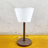 Large solid wood lamp with inverted shade