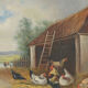 Huile sur toile "Poules"
