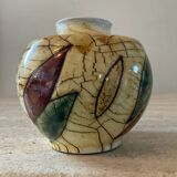 Signed enameled ceramic ball vase