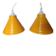 Pair of vintage egg yellow pendant lights