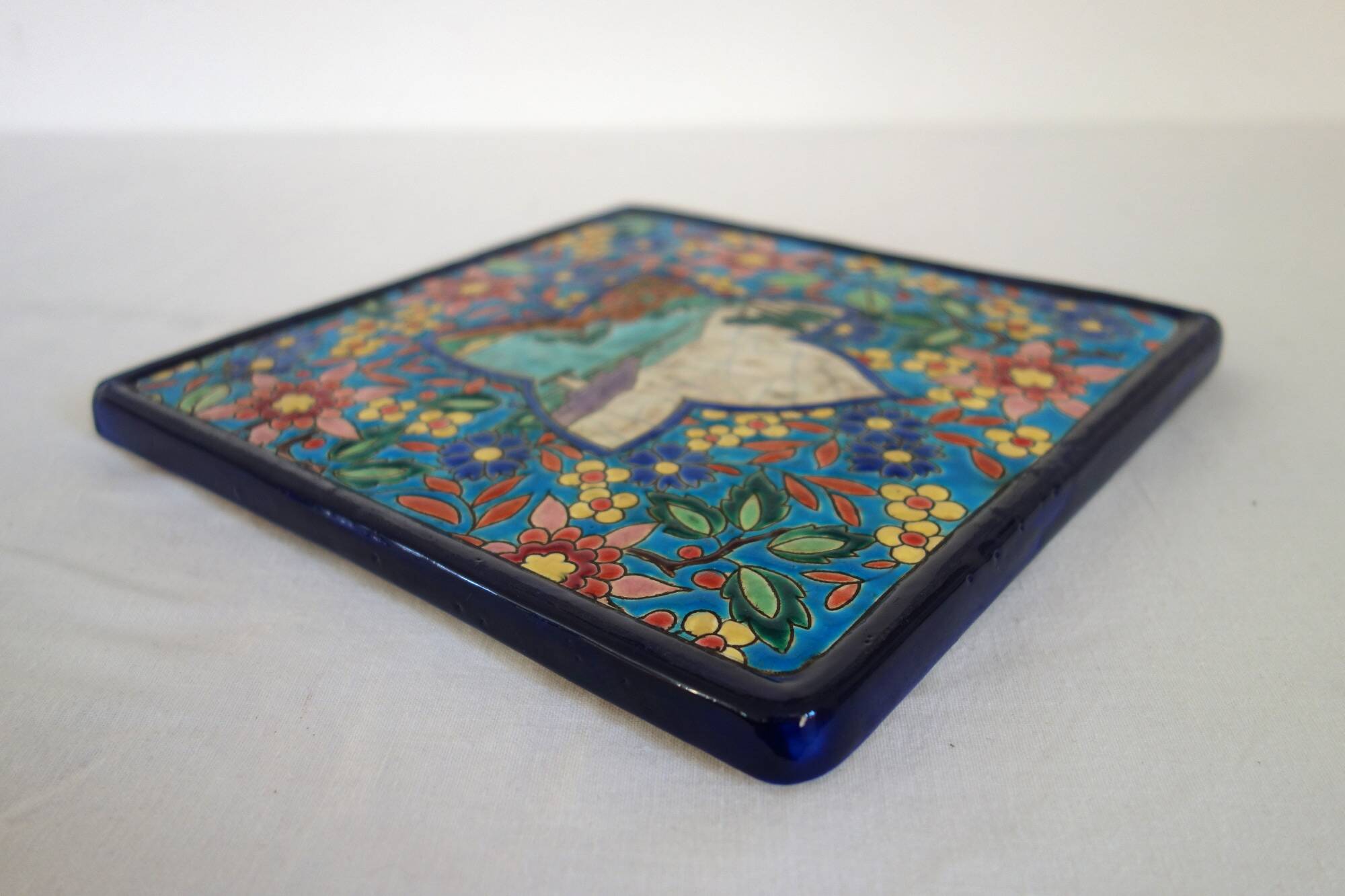 Vintage Longwy enamel trivet