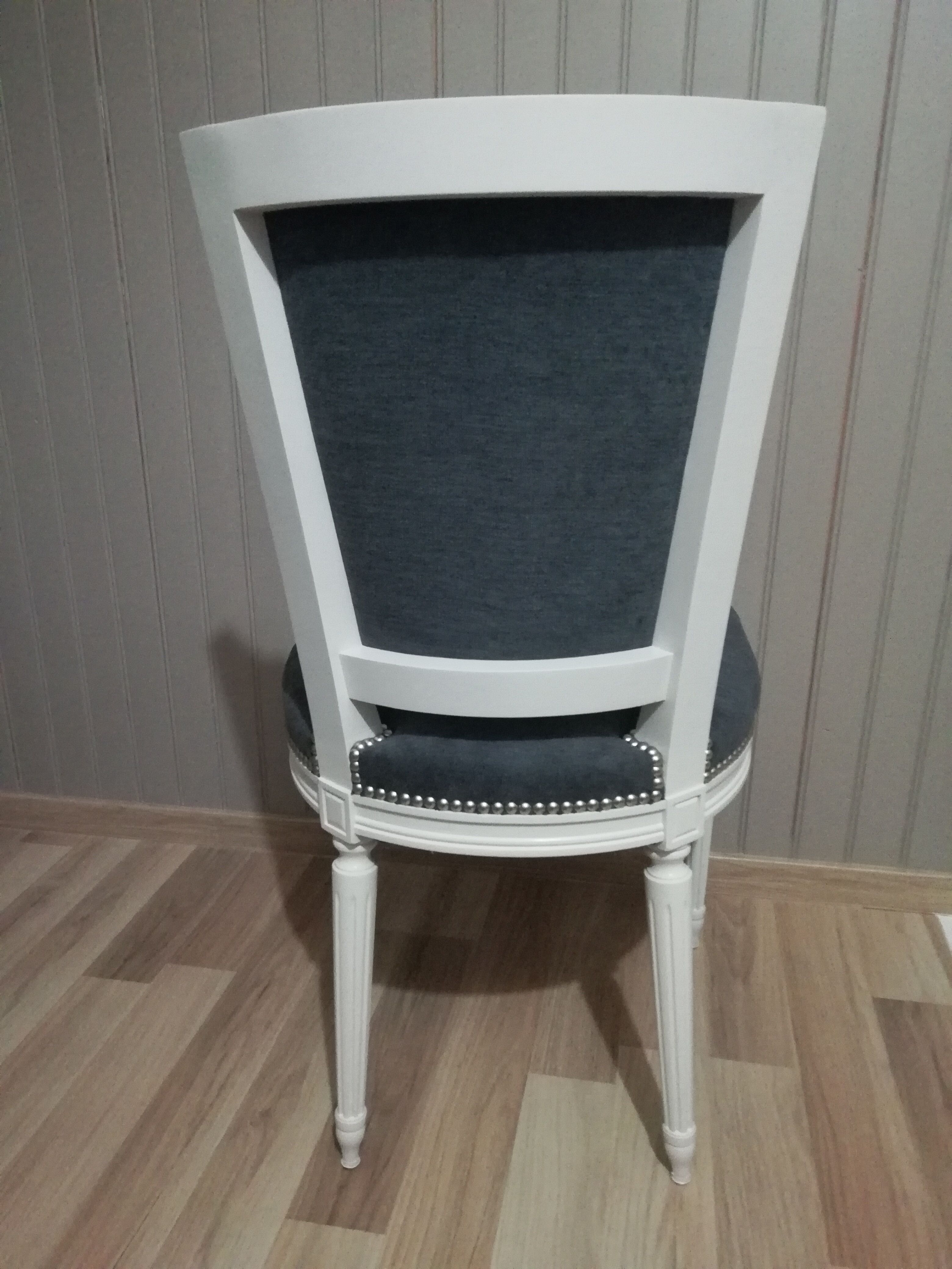 Fully restored grey Louis XVI style chairs