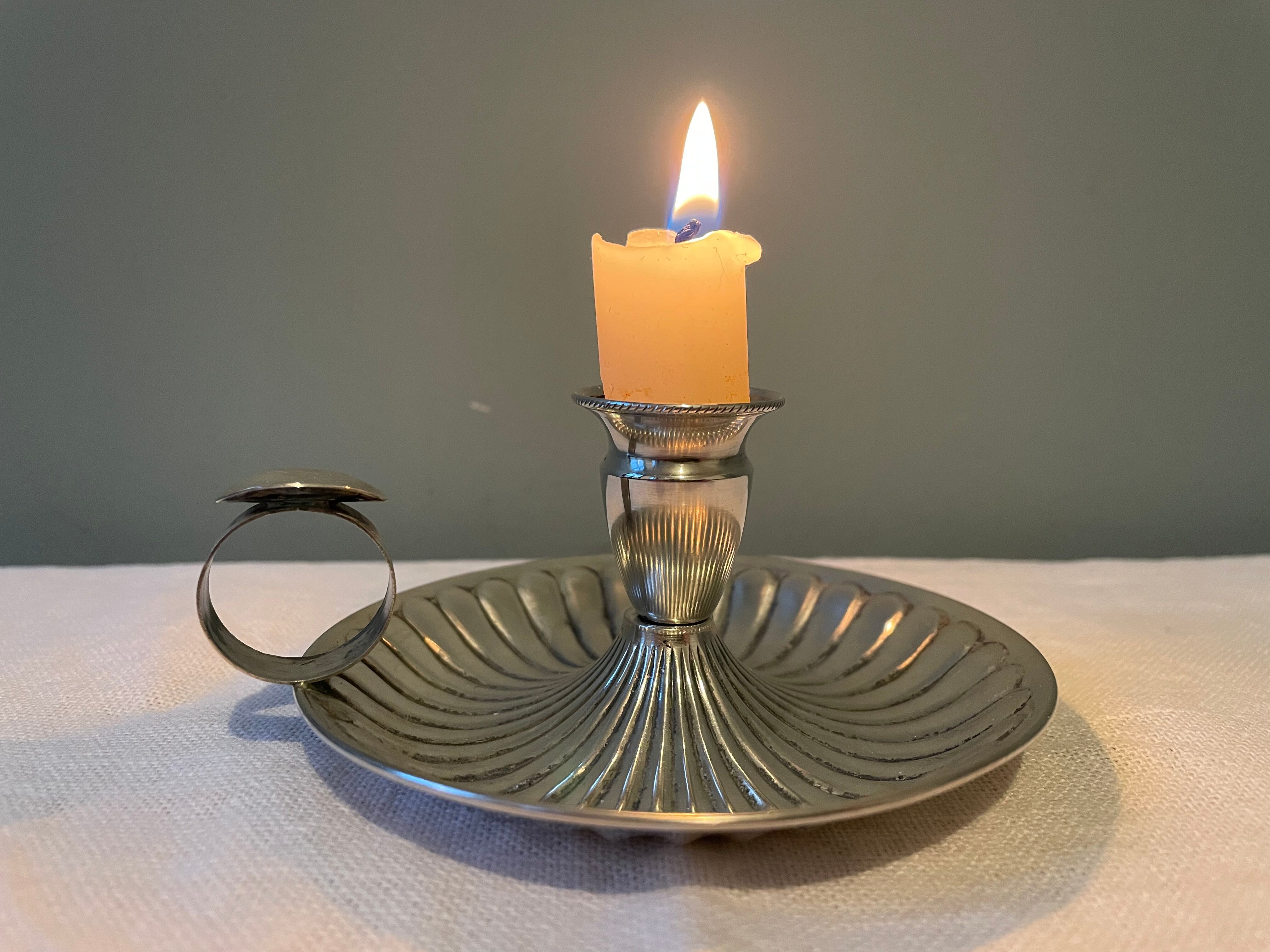 Solid silver hand candle holder