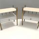 Pair of Brass and White Lacquered Nightstands with Marble Tops, Italy