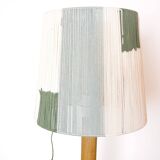 Wooden candle holder mounted as a lamp and its rope lampshade (large).