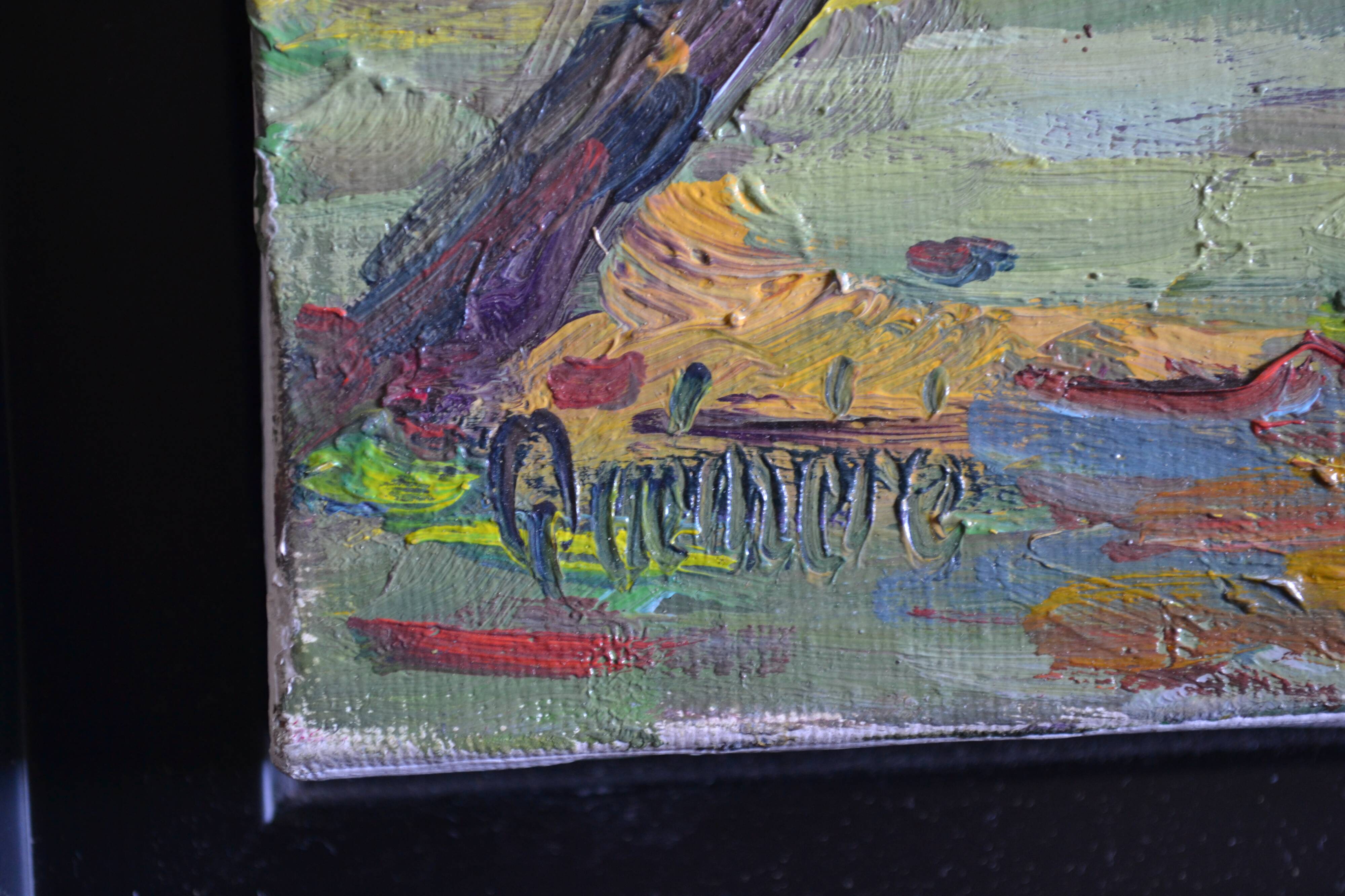Rural landscape painting HST signed and framed