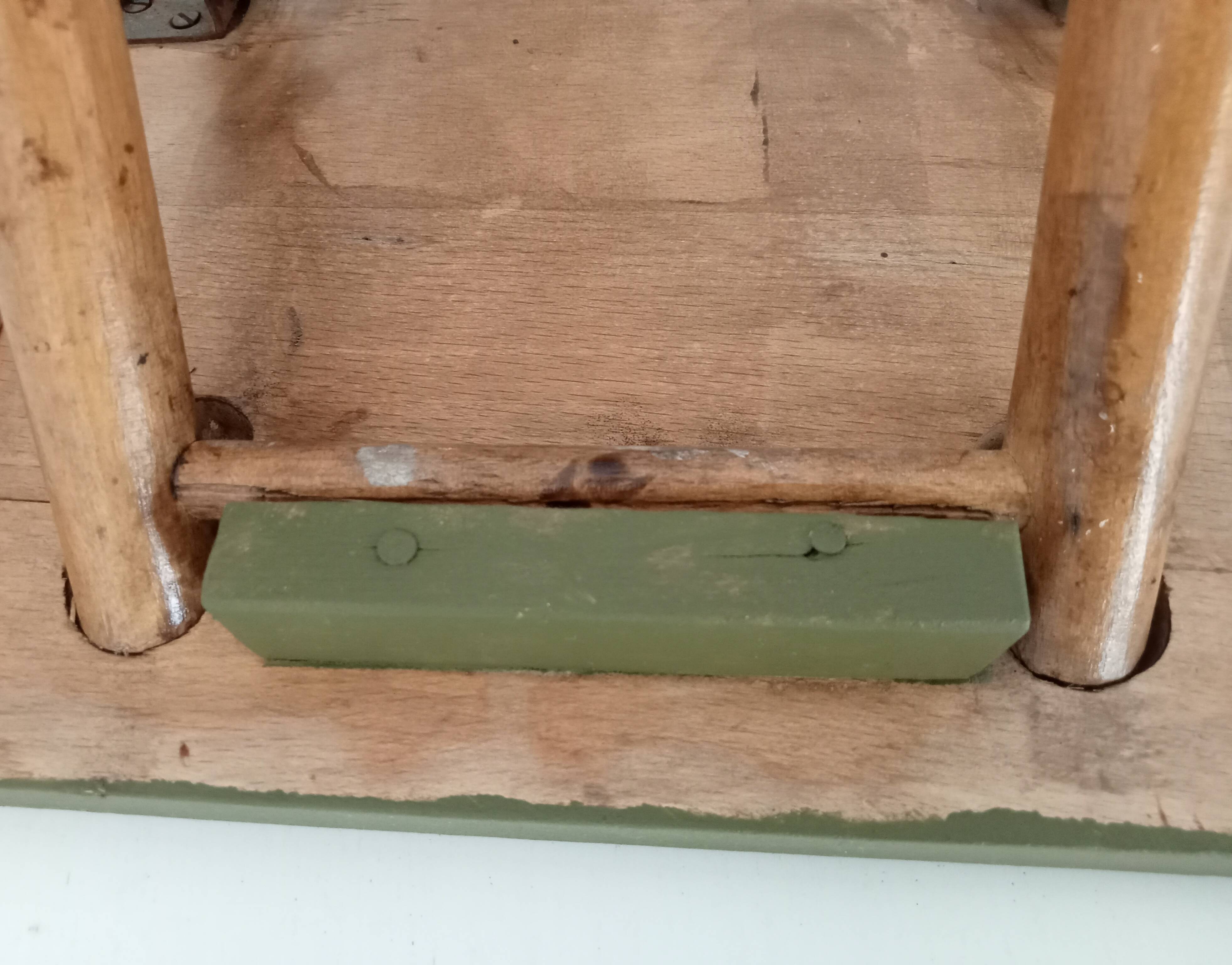 Vintage folding stool in wood and bamboo