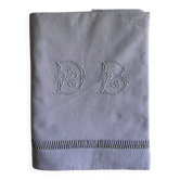 Drap ancien en lin et coton teint en mauve