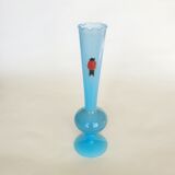 Vase soliflore en opaline italienne bleue