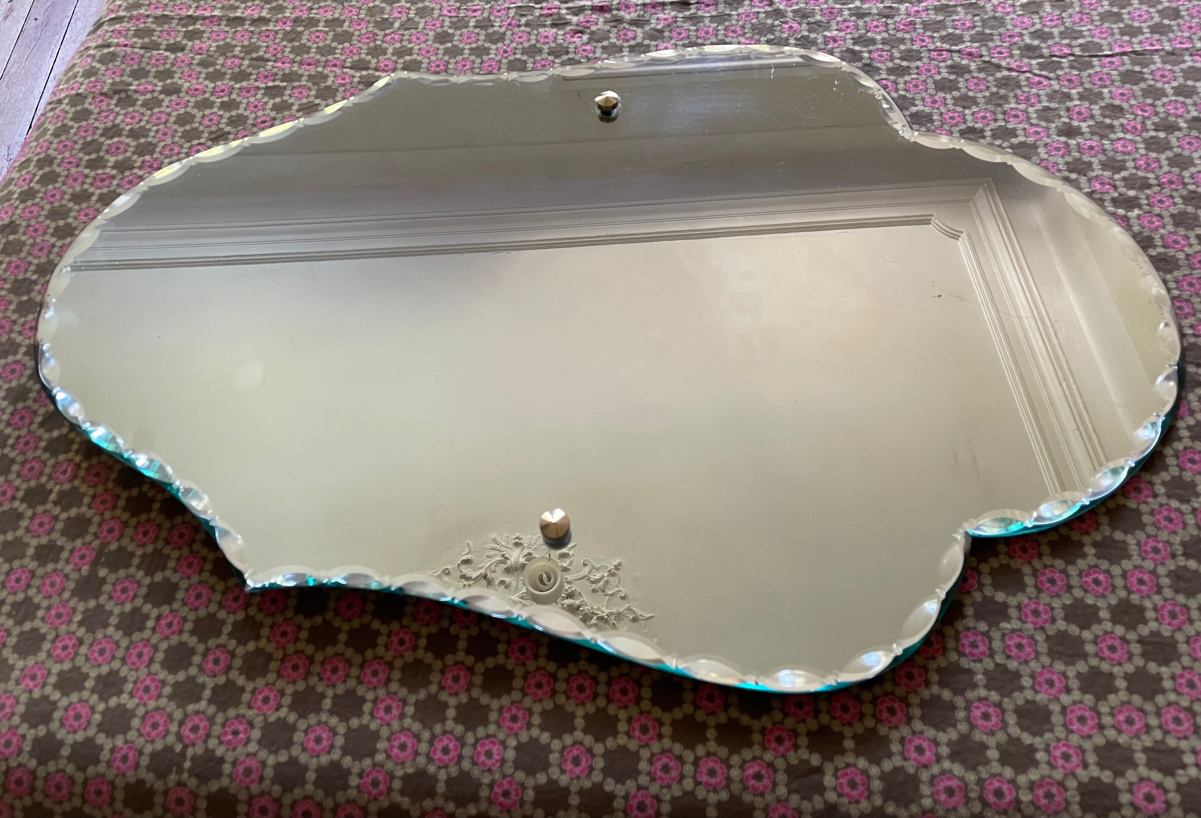 Beveled mirror 40s/50s 44x65cm