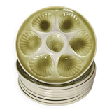 Lot of 8 vintage oyster plates moulin des loups - sage green - fran