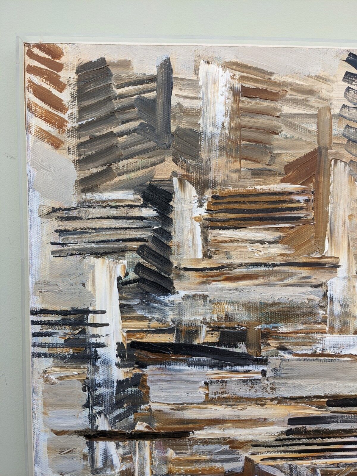 1964 Mid-Century Modern "Forest" Swedish Vintage Abstract Oil Painting, Framed