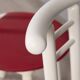 Set of 4 vintage 1980s chairs in wood and red vinyl, italian design