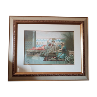 Etching and burin engraving Taurel 19th century the orientals 68x55 cm