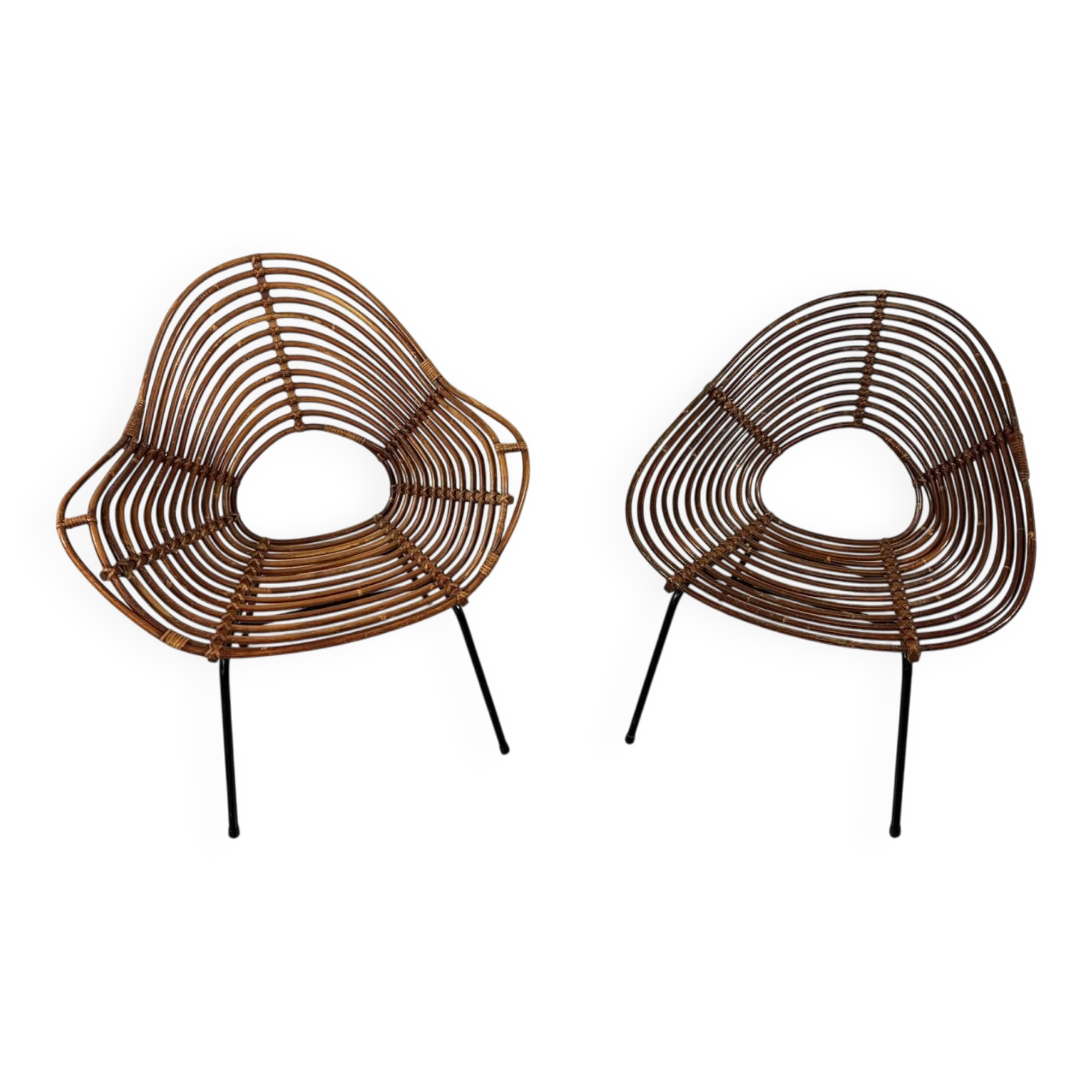 Rattan easy chairs by Rohé Noordwolde, Netherlands 1950-60’s