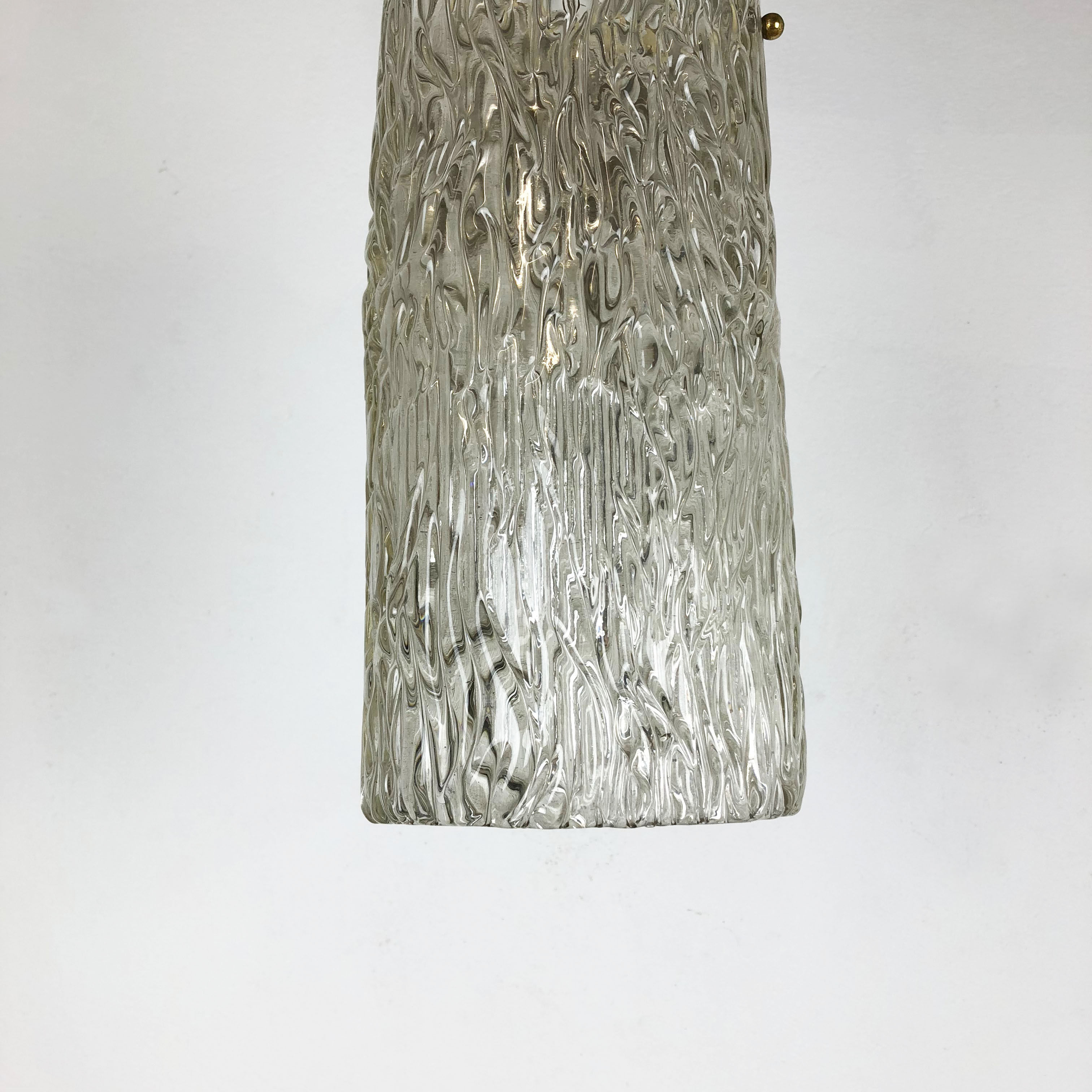 Hollywood Regency Ice Glass Hanging Light, J. T. Kalmar Lights, Austria, 1950s