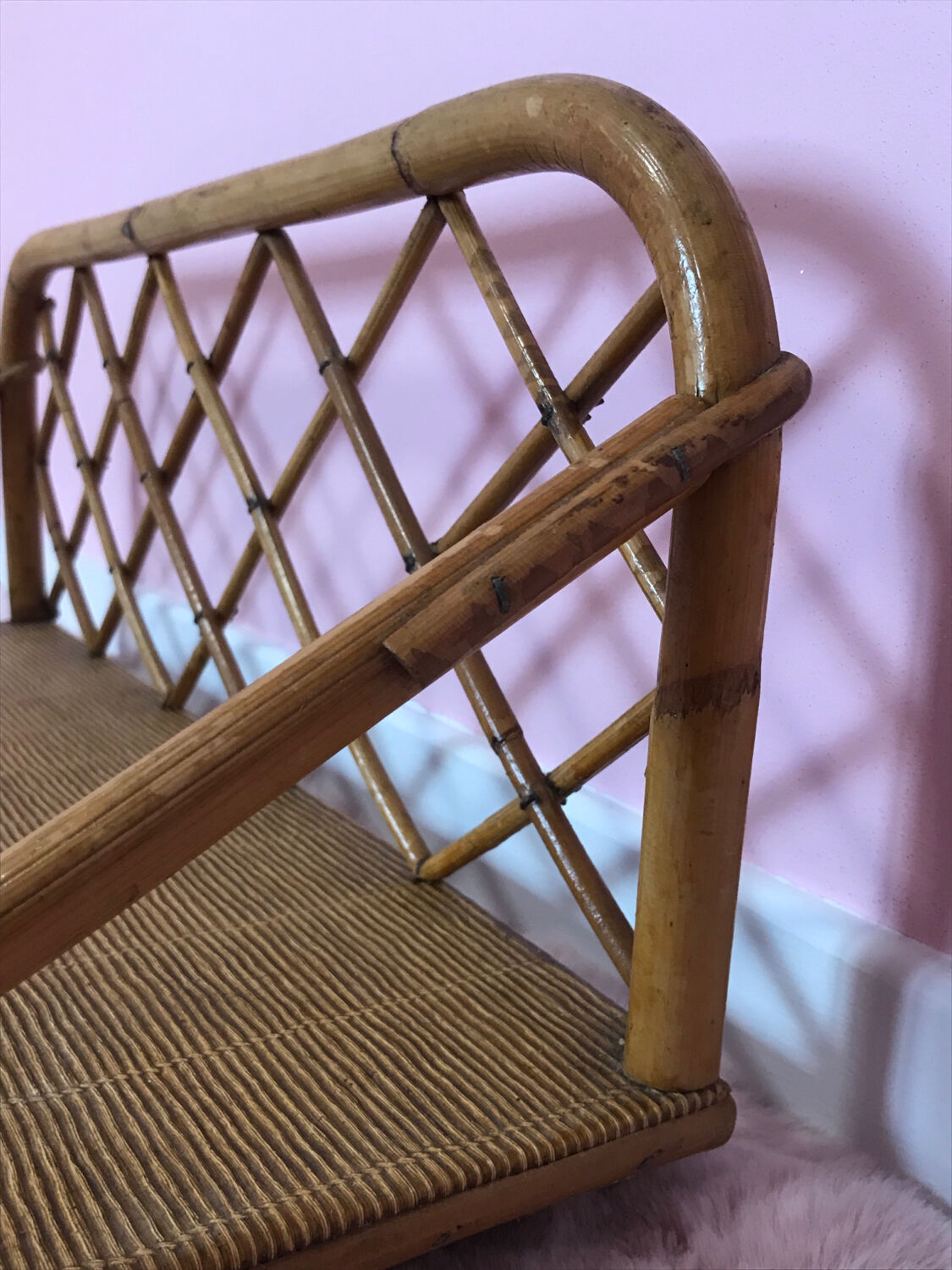 Vintage rattan shelf